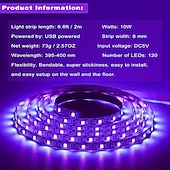 economico Strisce luminose USB-striscia di luce nera a led uv, luce viola con usb o batteria smd2835, luce uv 380-400nm per danza fluorescente, rivestimento corpo uv, lampada a luce nera non impermeabile