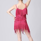 abordables Vestidos de Práctica-Baile Latino Vestido Borla Color Puro Corte Mujer Rendimiento Entrenamiento Sin Mangas Cintura Alta Poliéster