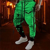 levne Halloween kalhoty-Netopýr gotický předvečer Všech svatých Pánské 3D tisk Tepláky Kalhoty předvečer Všech svatých Halloween Polyester Červená Oranžová Zelená S M L Středně vysoký pas Pružnost Kalhoty