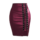 cheap Plain Skirts-Women&#039;s Skirt Bodycon Midi High Waist Skirts Drawstring Solid Colored Street Daily Spring &amp; Summer Elegant Fashion Casual Wine Black Dark Red Blue