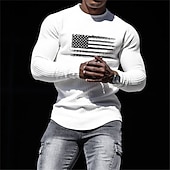 お買い得  独立記念日Tシャツ-退役軍人の日 メンズ パトリオット 愛国者 退役軍人 グラフィック 国旗 Tシャツ ワッフル Tシャツ 長袖 Tシャツ 3D プリント クルーネック シャツ デザイナー レトロ ヴィンテージ カジュアル スポーツ アウトドア ホリデー 外出