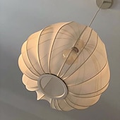 abordables Éclairages pour îlot-Lampe suspendue LED en tissu wabi-sabi noir blanc unique en métal moderne avec cordon réglable, éclairage d&#039;îlot de cuisine pour salle à manger, chambre à coucher, couloir, salon 110-240 V