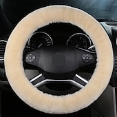 abordables Fundas para volante-piel de lana suave cubierta del volante del coche protector de accesorios del coche del camión protector para el volante universal 35cm-43cm antideslizante reconfortante y lujosa textura suave