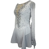 Χαμηλού Κόστους Φορέματα Καλλιτεχνικής Πατινάζ-Φόρεμα για φιγούρες πατινάζ Γυναικεία Κοριτσίστικα Patinaj Φορέματα Λευκό Κουρελού Οπή για τον αντίχειρα Δίχτυ Σπαντέξ Ελαστικό Εκπαίδευση Εξάσκηση Επαγγελματική Ενδυμασία πατινάζ Κρύσταλλο / Στρας