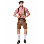 preiswerte Männer-Oktoberfest Lederhosen Hemd Bayerisch Bayerisch Deutsch Wiesn Herren Stoff im traditionellen Stil Bluse Shorts Hut