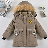 billiga Boy&amp;#39;s Downs &amp;amp; Pufferjacka-Barn Pojkar Ner Ytterkläder Ensfärgat Långärmad Täcka Utomhus Häftig Förtjusande Dagligen Svart Blå Brun Vinter 3-7 år