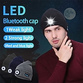 economico Cuffie on-ear e over-ear-Berretto Bluetooth con luci microfoni lampada frontale ricaricabile cuffie wireless regali per uomini donne papà adolescenti
