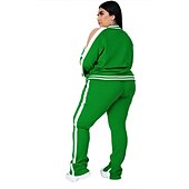 cheap Women&#039;s Tracksuit-Women&#039;s Tracksuit Sweatsuit 2 Piece Athletic Winter Long Sleeve Thermal Warm Breathable Soft Fitness Running Jogging Sportswear Activewear Striped Black Yellow Light Green