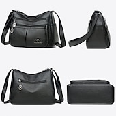 olcso Keresztpántos táskák-női műbőr crossbody táska - több zsebes vállas kézitáska cipzárral a mindennapi alkalmi használatra