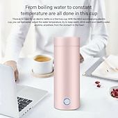 olcso Konyhagépek-400 ml-es hordozható elektromos vízforraló csésze intelligens forró vizes tea kávé rozsdamentes melegítő utazás
