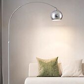 preiswerte LED-Stehlampe-Stehleuchte, Stehleuchte, Bogen-Stehleuchte, Lese-Stehleuchte, Stahl/Nickel matt, satiniert, verstellbar, Grande Edelstahl, 110–240 V