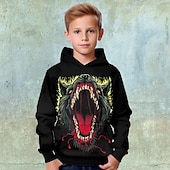 billiga Pojkens 3D-djur-Pojkar 3D Djur Tiger Huvtröja Pullover Långärmad 3D-tryck Höst Vinter Mode Streetwear Häftig Barn 3-12 år Utomhus Ledigt Dagligen Normal