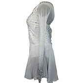 Χαμηλού Κόστους Φορέματα Καλλιτεχνικής Πατινάζ-Φόρεμα για φιγούρες πατινάζ Γυναικεία Κοριτσίστικα Patinaj Φορέματα Λευκό Κουρελού Οπή για τον αντίχειρα Δίχτυ Σπαντέξ Ελαστικό Εκπαίδευση Εξάσκηση Επαγγελματική Ενδυμασία πατινάζ Κρύσταλλο / Στρας