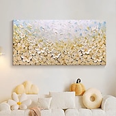 olcso Virág-/növénymintás festmények-kézzel festett arany virágzó virág olajfestmény vászonra kézzel készített virágos akrilfestmény egyedi textúra fafestmény fali művészet absztrakt művészet lakberendezés dekor hengerelt vászon