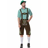 cheap Men-Oktoberfest Lederhosen Shirt Bavarian Bavarian German Wiesn Men's Traditional Style Cloth Blouse Shorts Hat