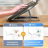 cheap Stands &amp; Cooling Pads-Laptop Stand With Cooling Fan Foldable Laptop Radiator And Holder Cooling Pad Bracket With Silent Fan For Macbook Tablet Notebook Stand Table For Laptop Accessories