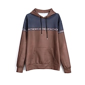 baratos Hoodies Étnicos Vintage-Homens Bloco de cor Estampas Abstratas Moletom Moletons Moletom com capuz Manga Longa Moletom com capuz Com Capuz Roupa de rua Impressão 3D Diário Esportes Preto Azul Imprimir Primavera &amp; Outono