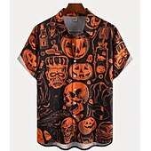 billiga Halloween grafik-Halloween Skelett Dödskalle Pumpa Hawaiian Shirts Aloha Shirt Mönster Till Herr Vuxna Halloween Karnival Maskerad 3D-utskrift Fest Halloween