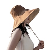 cheap Bucket Hat-Sun Hat Hiking Hat Wide Brim Summer Outdoor Sunscreen Breathable Sweat wicking Hat 15cm double-sided khaki + beige 15cm double-sided red + beige 15cm double-sided red + black for Hunting Fishing Beach