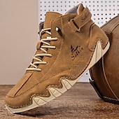 baratos Ténis para Homem-botas masculinas de camurça feitas à mão – tênis elegantes de cano alto com cadarços para uso ao ar livre durável e moderno