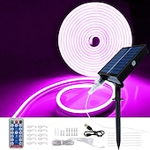 voordelige Neon LED-verlichting-halloween kerst neonlicht met solar led-licht met smd2835 afstandsbediening 8-modus kleurwisselend opladen via usb 1000 mah ip67 waterdicht buitendecoratie automatische timing