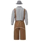 preiswerte Männer-Oktoberfest Lederhosen Hemd Bayerisch Bayerisch Deutsch Wiesn Herren Stoff im traditionellen Stil Bluse Shorts Hut