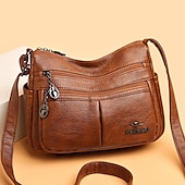 olcso Keresztpántos táskák-női műbőr crossbody táska - több zsebes vállas kézitáska cipzárral a mindennapi alkalmi használatra