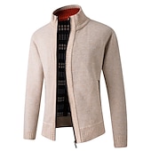 economico Maglioni Cardigan da uomo-Per uomo Cardigan Maglione Maglione con zip A coste Maglia Standard Tasche Lavorato a maglia Liscio Colletto alla coreana Top caldi Contemporaneo moderno Da tutti i giorni Per uscire Abbigliamento