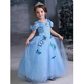 economico Costumi per bambine-Regina delle nevi Gelido Principessa Elsa Abito da damigella Costume per festa a tema Abiti in tulle Cosplay for Ragazze Bambini Natale Carnevale Mascherata Matrimonio Ospite di nozze