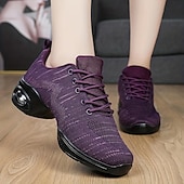 baratos Ténis de Dança-tênis de dança de malha leve femininos – sapatos de jazz respiráveis com cadarço para fitness, zumba e dança hip-hop