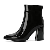 baratos Botas de tornozelo-Mulheres Botas Botas Metálicas Botas de salto Ao ar livre Escritório Diário Cor Sólida Forrada com Fleece Botas Botas Tornozelo Inverno Salto de bloco Salto Robusto Dedo Apontado Casual Minimalismo