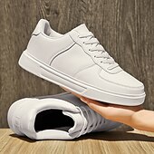 billiga Herrsneakers-Herr Sneakers Kontor / Business Vita skor Promenad Ledigt Dagligen Läder Bekväm Korta stövlar / ankelstövlar Loafers Svart Vit Vår Höst