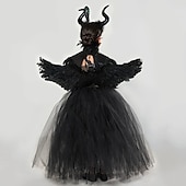 preiswerte Kostüme für Mädchen-Halloween Hexe Maleficent Walpurgisnacht Kleid Cosplay Kostüm Tutu Kinder Mädchen Cosplay Halloween Leistung Party Halloween Halloween Karneval Maskerade Einfaches Karnevalskostüm