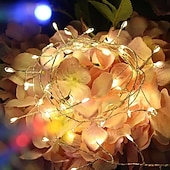 رخيصةأون يعمل بالبطاريات-أضواء سلسلة الألعاب النارية LED لعيد الميلاد 3m 100leds 6m 200leds 8 أوضاع إضاءة تعمل بالبطارية LED سلك نحاسي ضوء لشجرة عيد الميلاد وحفلات الزفاف وديكور المنزل