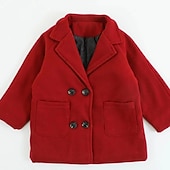 billiga Pojkars trenchcoats-Barn Pojkar Yllerock Ytterkläder Ensfärgat Rutig Långärmad Täcka Skola Mode Förtjusande Grundläggande Galler Svart Rubinrött Vår Höst 3-7 år