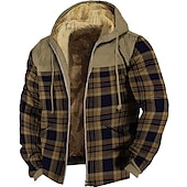 economico Felpa con cappuccio in pile-Per uomo Felpa con cappuccio a zip intera Felpa con cappuccio e zip Felpa con cappuccio in pile Nero Blu Marrone Grigio Con Cappuccio Plaid Con zip Sport &amp; Outdoor Quotidiano Ferie Poliestere