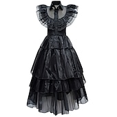 levne Dívčí kostýmy-Středa Addams Addamsova rodina středa Šaty Cosplay kostým Punk a gotika Filmové kostýmy for Dámské Dívčí Dospělí Děti Plesová maškaráda