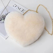 billige Crossbody-vesker-dame håndvesker dame valentin bag hjerteformet veske crossbody veske mobiltelefon veske fuskepels fest valentinsdag ferie lett svart hvit rosa