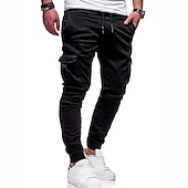 abordables Pantalones cargo-Hombre Pantalones cargo Persona que practica jogging Pantalones Retazos Bolsillo con cremallera Color sólido Comodidad Transpirable Casual Diario Ropa de calle Deportes Moda Negro Blanco Microelástico