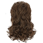 cheap Historical Wigs-Long Dark Brown Wig Rock Star Style Mullet Cosplay Wig 70s 80s Costume Wig Carnival Curly Hair Party Wigs Halloween Wigs
