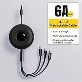 abordables Câbles de téléphone portable-câble de charge multi 6a 1 paquet 4 pieds cordon de charge rétractable 3 en 1 câble multi usb adaptateur de cordon de chargeur rapide avec port iphone/type c/micro usb pour téléphones