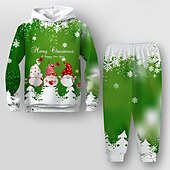 preiswerte Jungen 3D Vision &amp; Geometrie-Weihnachten Jungen 3D Weihnachtsmann Weihnachtssets Set aus Kapuzenpullover und Jogginghose Set Langarm 3d Drucken Herbst Winter Aktiv Modisch Cool Polyester kinderkleidung 3-12 Jahre Outdoor Strasse