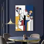 cheap Abstract Paintings-Handmade Oil Painting Canvas Wall Art Modern Decoration Picasso Style bstract Color Block Figure for Home Living Room Decor Rolled Frameless Unstretched Painting