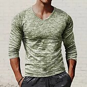 voordelige basis t-shirts-Voor heren T-shirt Shirt met lange mouwen Lange mouw V-hals Lente &amp; Herfst Effen Modieus Ontwerper Basic Vakantie Straat Uitgaan Zwart Rood Blauw Top T-shirt voor mannen