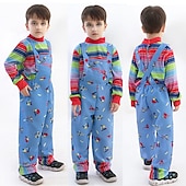 cheap Couple &amp; Group Costumes-Chucky Scary Doll Outfits 2 PCS Halloween Group Family Costumes Boys Girls&#039; Movie Cosplay Costume Halloween Carnival Children&#039;s Day