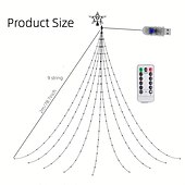 זול מופעל באמצעות USB-מחרוזת מפל אור חג המולד 198 לדים usb אור מים זורמים 9 פס 2 מטר 8 מצבי תאורה עם שלט רחוק עמיד למים למסיבת חג המולד קיר חדר שינה מהבהב קישוט חיצוני