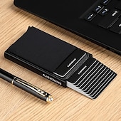 お買い得  カードホルダーとケース-1個薄型アルミニウム財布 クレジットカードホルダー RFID財布 メタル薄型スリムバンクカードケース メンズ・レディースポップアップクレジットカードバッグ