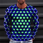 voordelige 3D T-shirts-Voor heren Grafisch Meetkundig T-shirt Lange mouw T-shirt 3D-afdrukken Strakke ronde hals Overhemd Modieus Ontwerper Casual Buitensporten Feestdagen Uitgaan Geel blauw Rood Lente &amp; Herfst Kleding S M