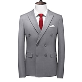preiswerte Herren Klassische Blazer-Herren Jacke Blazer Sakko Hochzeitsfeier Business-Kleidung Frühling Herbst Feste Farbe Doppelreihiger Verschluss Blazer Schwarz Weiß Rosa Rot