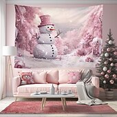 billige hengende juleteppe-juledekorasjoner snømann snøfnugg hengende billedvev veggkunst xmas stor billedvev veggmaleri dekor fotografi bakteppe teppe gardin hjem soverom stue dekorasjon